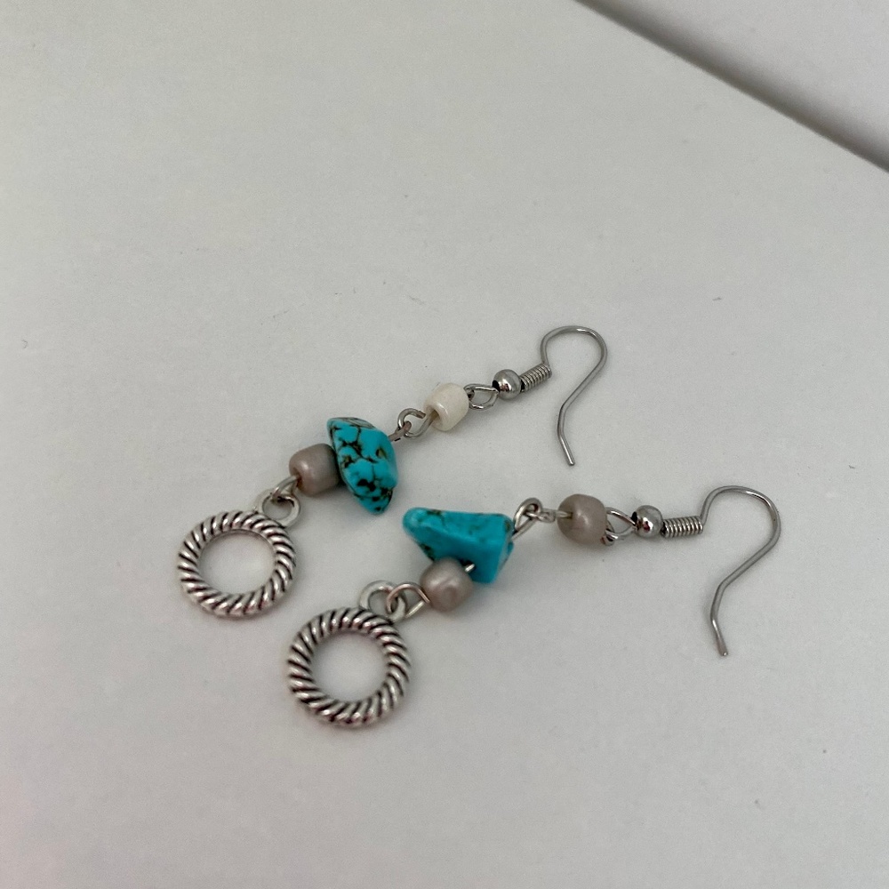 Turquoise Silver Loop Earrings